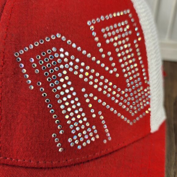 New Era Nebraska Cornhuskers Womens Strapback Hat Cap Red White Rhinestone NCAA - Picture 3 of 10